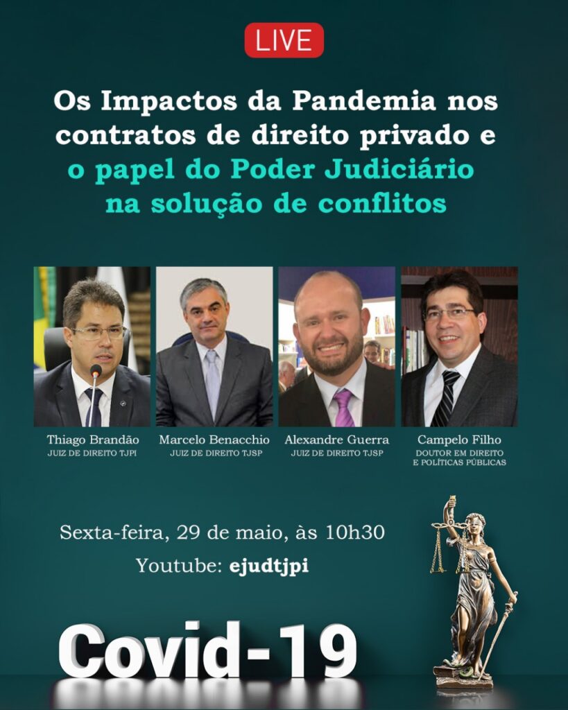 Ejud-PI realiza palestra online sobre impactos da pandemia nos contratos com presença de magistrados de São Paulo