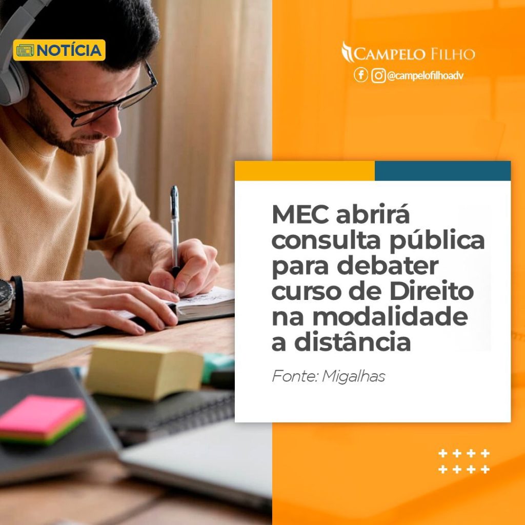 MEC abrirá consulta pública para debater curso de Direito na modalidade a distância